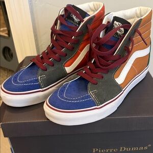 Vans Blue, Orange, and Gray High-Top Sneakers
